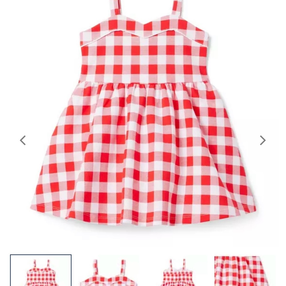 Janie and Jack Red and White Gingham / Checkered Dress Baby Girl - Picture 2 of 4